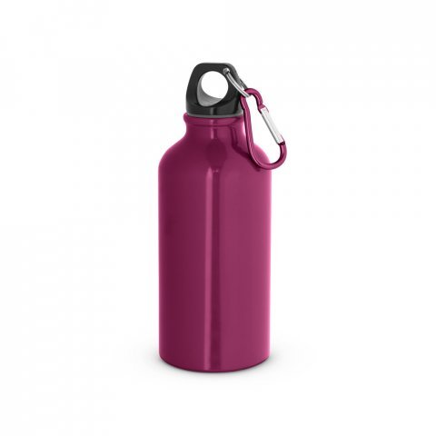 LANDSCAPE SHINNY. Garrafa esportiva em alum&iacute;nio e acabamento brilhante com mosquet&atilde;o 400 mL - Rosa