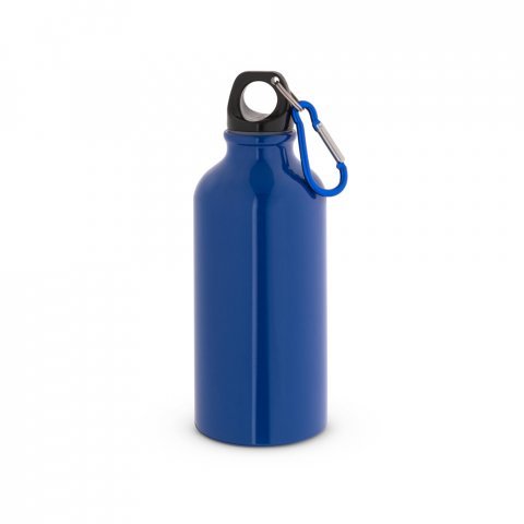 LANDSCAPE SHINNY. Garrafa esportiva em alum&iacute;nio e acabamento brilhante com mosquet&atilde;o 400 mL - Azul