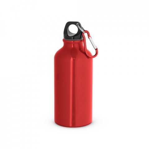 LANDSCAPE SHINNY. Garrafa esportiva em alum&iacute;nio e acabamento brilhante com mosquet&atilde;o 400 mL - Vermelho