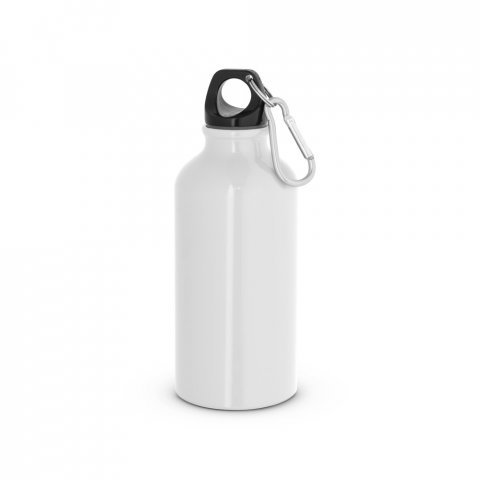 LANDSCAPE SHINNY. Garrafa esportiva em alum&iacute;nio e acabamento brilhante com mosquet&atilde;o 400 mL - Branco