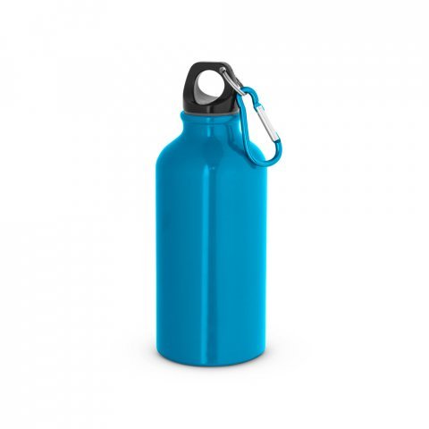 LANDSCAPE SHINNY. Garrafa esportiva em alum&iacute;nio e acabamento brilhante com mosquet&atilde;o 400 mL - Azul claro