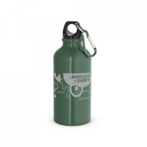 LANDSCAPE SHINNY. Garrafa esportiva em alum&iacute;nio e acabamento brilhante com mosquet&atilde;o 400 mL - Verde tropa