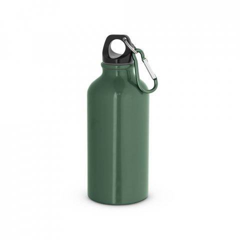 LANDSCAPE SHINNY. Garrafa esportiva em alum&iacute;nio e acabamento brilhante com mosquet&atilde;o 400 mL - Verde tropa