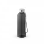 ENDERS. Squeeze em PET 100% reciclado e tampa em a&ccedil;o inox, com pega em corda 580 mL - Preto