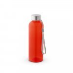 ENDERS. Squeeze em PET 100% reciclado e tampa em a&ccedil;o inox, com pega em corda 580 mL - Vermelho