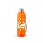 ENDERS. Squeeze em PET 100% reciclado e tampa em a&ccedil;o inox, com pega em corda 580 mL - Laranja