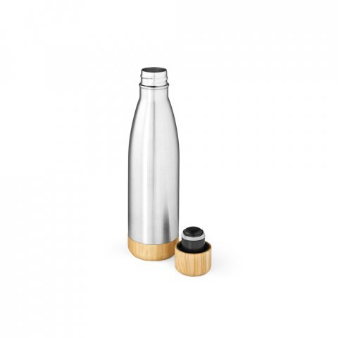 BROMELL 550. Garrafa t&eacute;rmica em a&ccedil;o inox 90% reciclado de parede dupla isolada a v&aacute;cuo (550 mL) - Cromado satinado