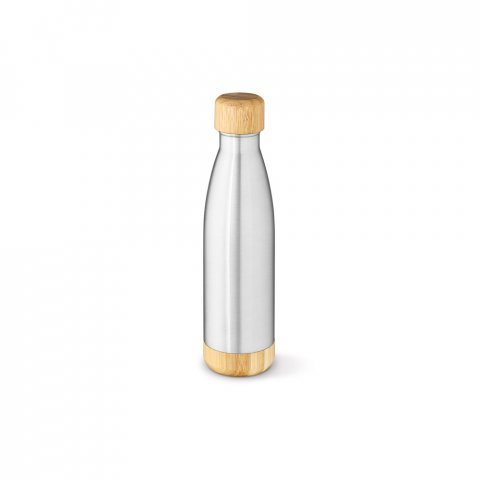BROMELL 550. Garrafa t&eacute;rmica em a&ccedil;o inox 90% reciclado de parede dupla isolada a v&aacute;cuo (550 mL) - Cromado satinado