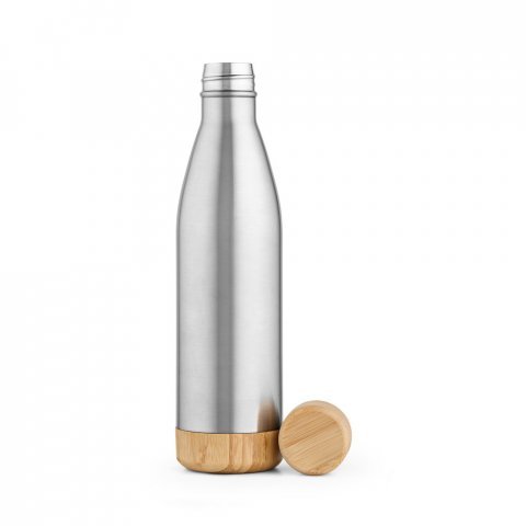 BROMELL 800. Garrafa t&eacute;rmica em a&ccedil;o inox 90% reciclado de parede dupla isolada a v&aacute;cuo (800 mL) - Cromado satinado