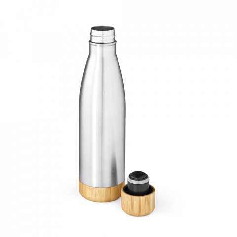 BROMELL 800. Garrafa t&eacute;rmica em a&ccedil;o inox 90% reciclado de parede dupla isolada a v&aacute;cuo (800 mL) - Cromado satinado