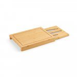 MUGWORT. Conjunto de t&aacute;buas em bambu com 3 facas inclusas - Natural
