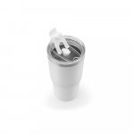 JOYNER M. Copo de viagem compacto em a&ccedil;o inox 91% reciclado com parede dupla isolada a v&aacute;cuo com acabamento mate (600 mL) - Branco