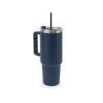 JOYNER XL. Copo de viagem de grande dimensão em aço inoxidável 91% reciclado com parede dupla isolada a vácuo e acabamento em mate 1300 mL - Azul marinho