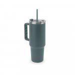 JOYNER XL. Copo de viagem de grande dimensão em aço inoxidável 91% reciclado com parede dupla isolada a vácuo e acabamento em mate 1300 mL - Verde tropa