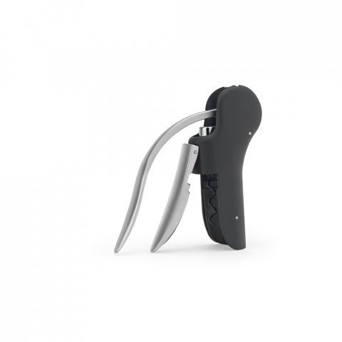 LAGREIN. Saca-rolhas em ABS e zinco com alavanca autom&aacute;tica para abertura f&aacute;cil - Preto