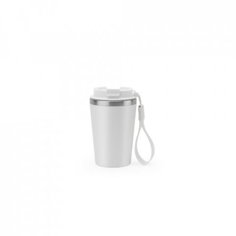 SPITZ. Copo de viagem em a&ccedil;o inox 90% reciclado com parede dupla com acabamento em mate (440 mL) - Branco