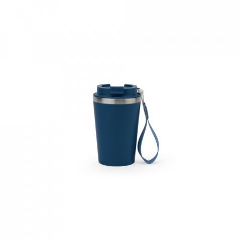 SPITZ. Copo de viagem em a&ccedil;o inox 90% reciclado com parede dupla com acabamento em mate (440 mL) - Azul marinho