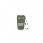 SPITZ. Copo de viagem em a&ccedil;o inox 90% reciclado com parede dupla com acabamento em mate (440 mL) - Verde tropa