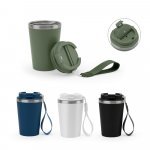 SPITZ. Copo de viagem em a&ccedil;o inox 90% reciclado com parede dupla com acabamento em mate (440 mL)