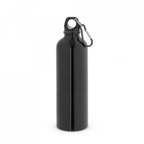 KARSTEN L. Squeeze esportiva em aço inox de parede simples com mosquetão 790 mL - Preto