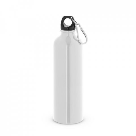 KARSTEN L. Squeeze esportiva em aço inox de parede simples com mosquetão 790 mL - Branco