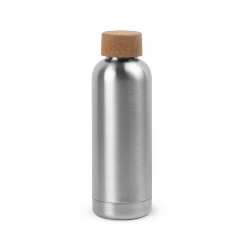 DALEY. Squeeze em a&ccedil;o inox de parede simples com tampa em corti&ccedil;a (760 mL) - Cromado satinado