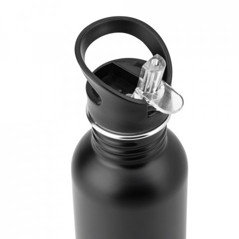 EDBERG. Garrafa em a&ccedil;o inox com parede simples - Preto