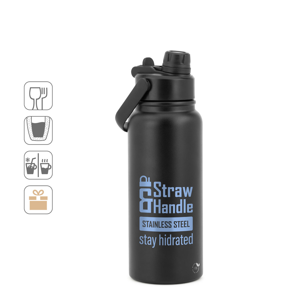 ALCARAZ. Garrafa em aço inox 90% reciclado, com parede dupla isolada a vácuo (830 mL) - Brinde Personalizado