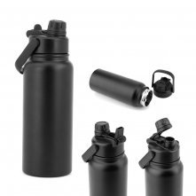 ALCARAZ. Garrafa em a&ccedil;o inox 90% reciclado, com parede dupla isolada a v&aacute;cuo (830 mL)