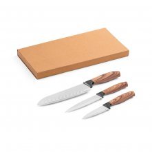 BAHARAT. Conjunto de 3 facas de cozinha com l&acirc;mina em a&ccedil;o inox e cabo ergon&ocirc;mico