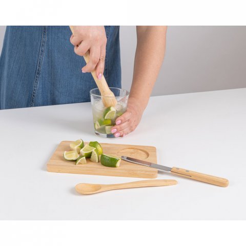 KRATENA. Kit para caipirinha com 5 pe&ccedil;as em bambu - Natural