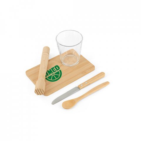 KRATENA. Kit para caipirinha com 5 pe&ccedil;as em bambu - Natural