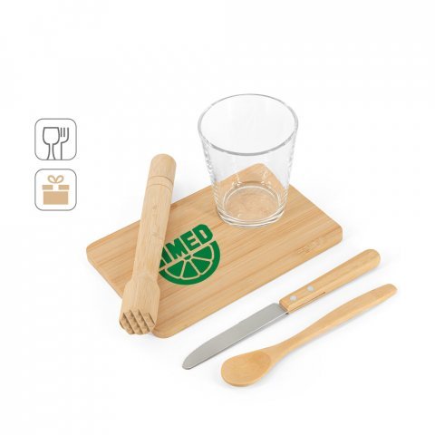 KRATENA. Kit para caipirinha com 5 pe&ccedil;as em bambu