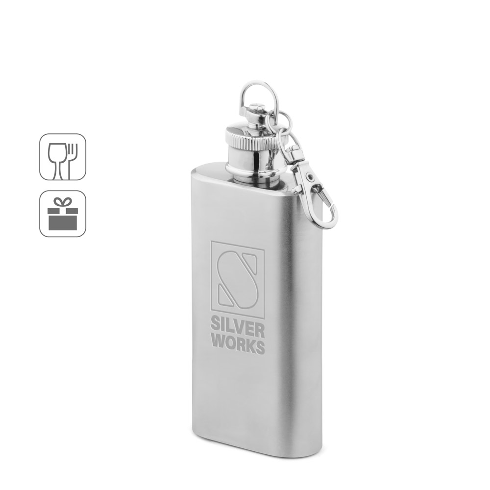 MUSE S. Garrafa de bolso em aço inox (50 mL) - Brinde Personalizado