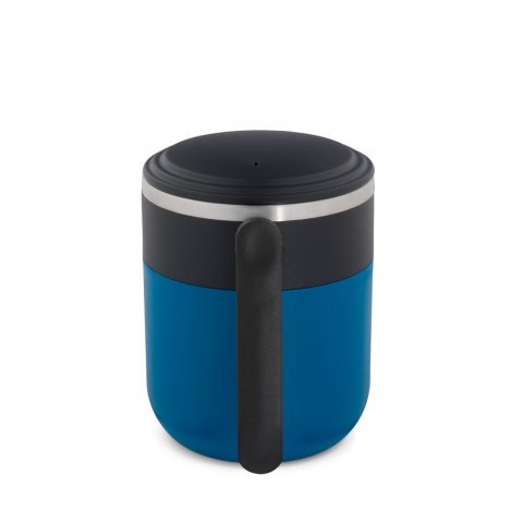 MALDINI. Caneca de viagem com parede interior em a&ccedil;o inox e acabamento mate 400 mL - Azul