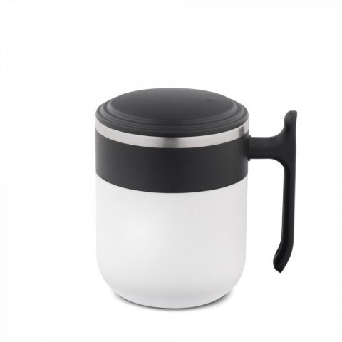 MALDINI. Caneca de viagem com parede interior em a&ccedil;o inox e acabamento mate 400 mL - Branco