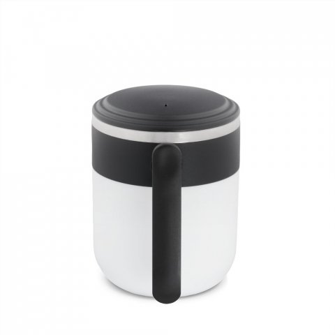 MALDINI. Caneca de viagem com parede interior em a&ccedil;o inox e acabamento mate 400 mL - Branco