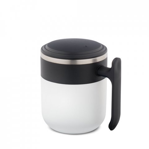 MALDINI. Caneca de viagem com parede interior em a&ccedil;o inox e acabamento mate 400 mL - Branco