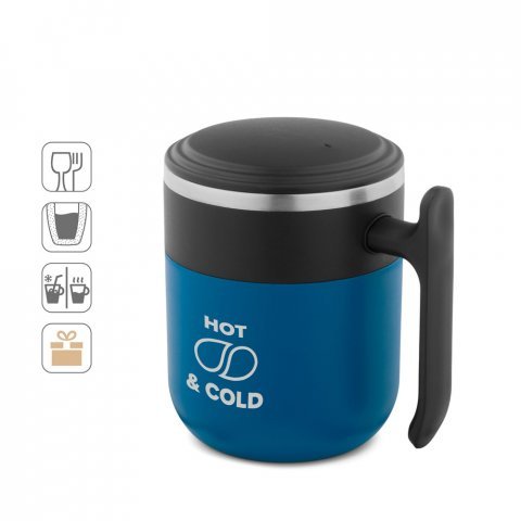 MALDINI. Caneca de viagem com parede interior em a&ccedil;o inox e acabamento mate 400 mL