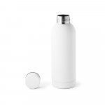 ODIN. Garrafa t&eacute;rmica em a&ccedil;o inox 36% reciclado de parede dupla isolada a v&aacute;cuo (550 mL) - Branco