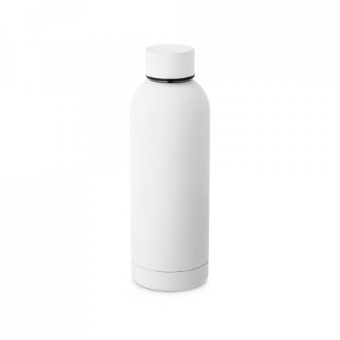 ODIN. Garrafa t&eacute;rmica em a&ccedil;o inox 36% reciclado de parede dupla isolada a v&aacute;cuo (550 mL) - Branco