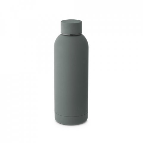 ODIN. Garrafa t&eacute;rmica em a&ccedil;o inox 36% reciclado de parede dupla isolada a v&aacute;cuo (550 mL) - Cinza escuro