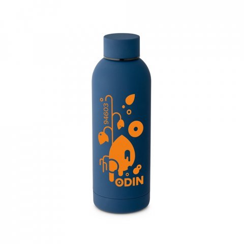 ODIN. Garrafa t&eacute;rmica em a&ccedil;o inox 36% reciclado de parede dupla isolada a v&aacute;cuo (550 mL) - Azul marinho