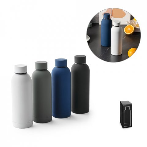 ODIN. Garrafa t&eacute;rmica em a&ccedil;o inox 36% reciclado de parede dupla isolada a v&aacute;cuo (550 mL)