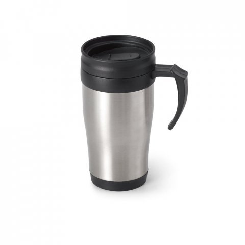 NOAH. Caneca de viagem t&eacute;rmica de a&ccedil;o inox e PP, de parede dupla isolada a ar (420 mL)