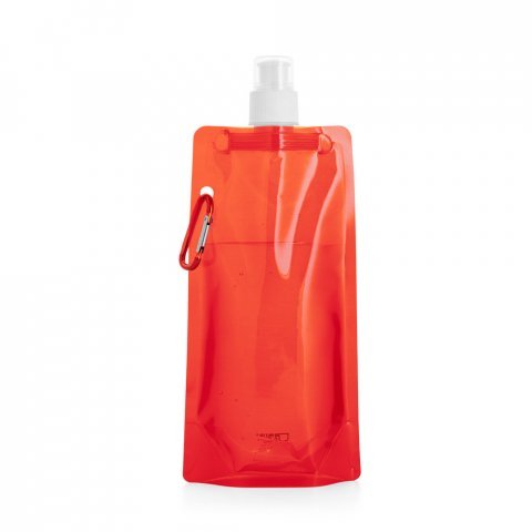 KWILL. Squeeze dobr&aacute;vel em PE com sistema "push-pull" e acabamento transl&uacute;cido (460 mL) - Vermelho