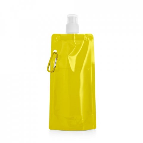 KWILL. Squeeze dobr&aacute;vel em PE com sistema "push-pull" e acabamento transl&uacute;cido (460 mL) - Amarelo