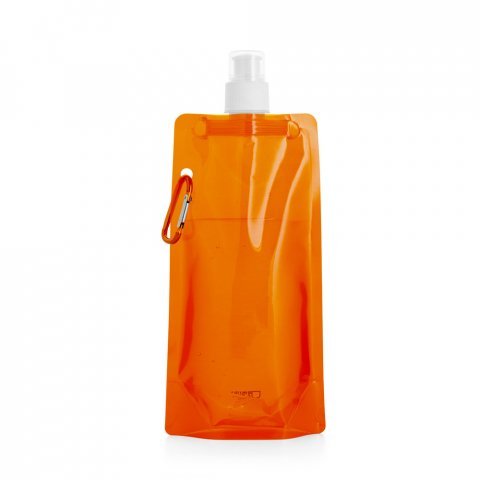 KWILL. Squeeze dobr&aacute;vel em PE com sistema "push-pull" e acabamento transl&uacute;cido (460 mL) - Laranja