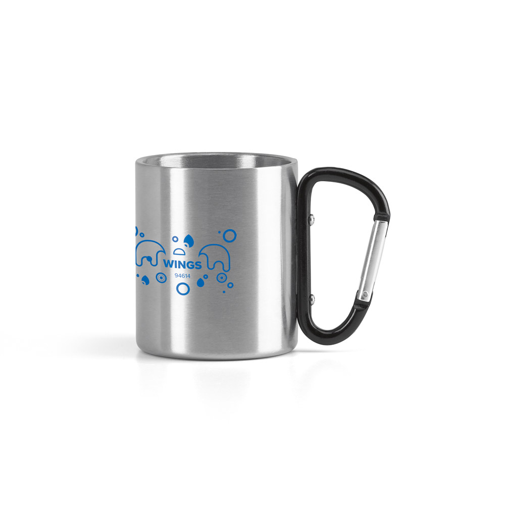 Caneca em aço inox, com pega em forma e função de mosquetão (230 mL) — foto 4