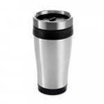 BATUM. Copo de viagem em a&ccedil;o inox e PP, t&eacute;rmico com parede dupla isolada a ar (420 mL) - Preto